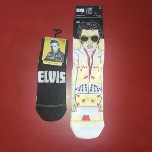 New 2 Pairs Elvis Presley ODD Socks 8-12 Low Cut One Size Mens Black Stockings